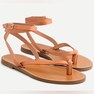 New J Crew Leather ankle-wrap thong sandals size 8.5 Italy from Vachetta leather